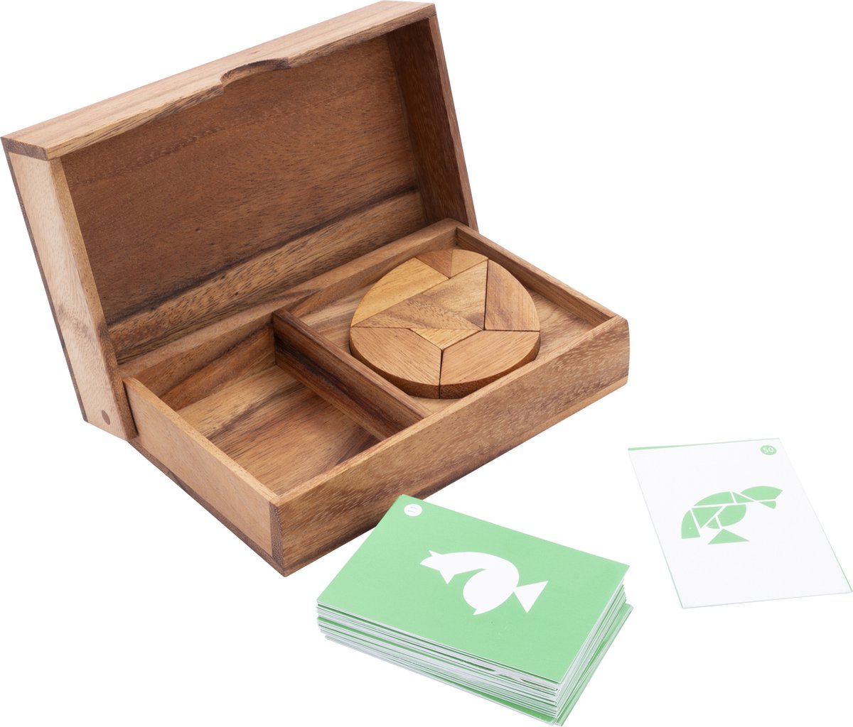 Longfield double tangram egg – houten puzzelspel – educatief denkspel – tangram eivorm – logische hersenkraker – engelhart