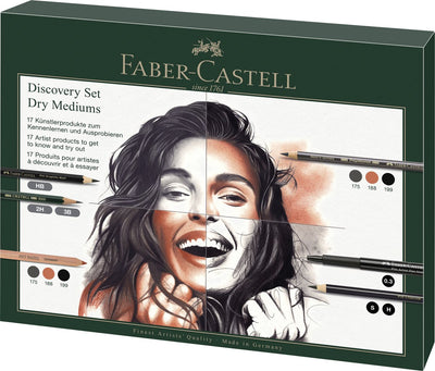 Faber-castell pitt monocromatico - set di scoperta materiali per arte secca - 17 pezzi - fc-112925
