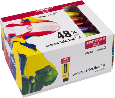 Juego de selección general de pintura acrílica serie estándar Bruynzeel amsterdam 20 ml, 48 piezas.