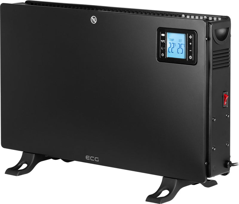 ECG tk 2080 dr nero - termoconvettore ad aria calda - termostato - 3 livelli di potenza 750 1250 2000 w - turbo