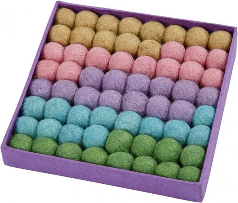 Perline in lana Creative Company, d 20 mm, colori pastello, 64 pezzi 1 scatola