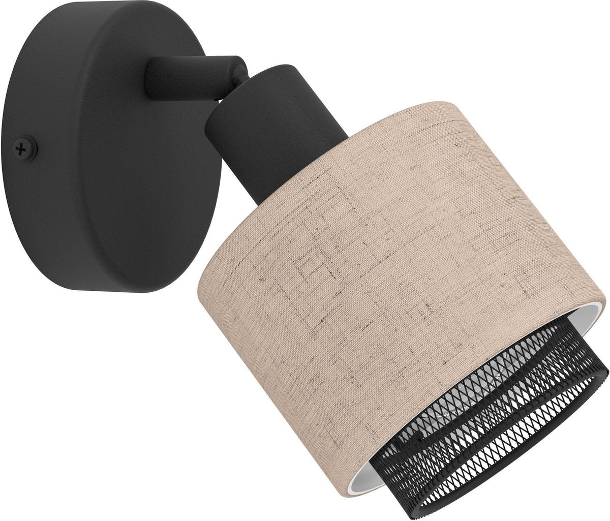 Eglo rosley spot - e14 - ø 9 cm - zwart beige - textiel