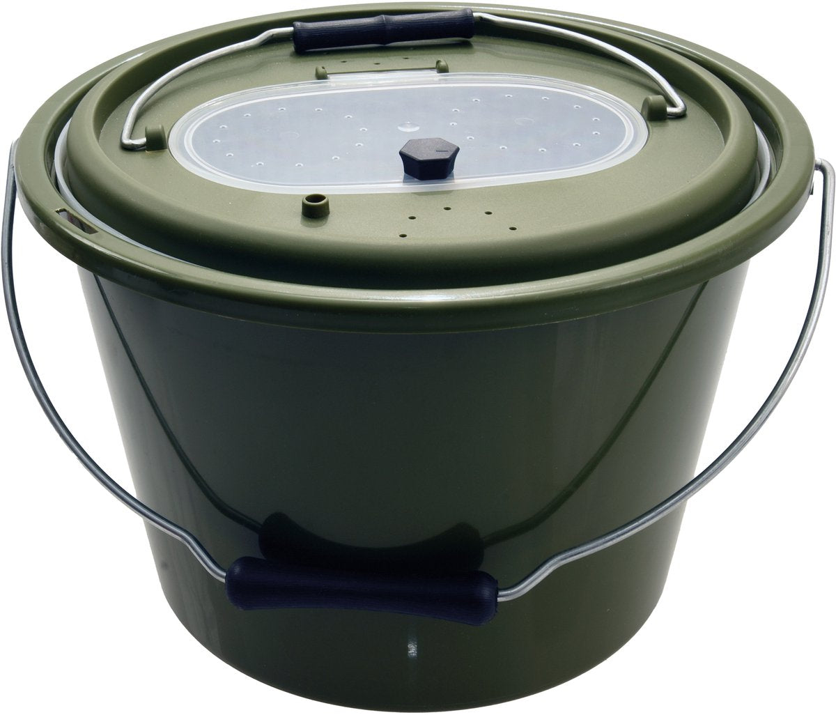 Bollitore per esche in plastica Albatros rotondo da 10 litri - secchio per esche con inserto e coperchio di aerazione