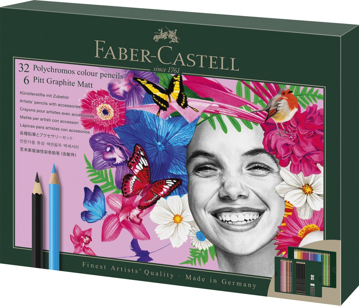 Set da disegno Faber-castell - polychromos e pitt graphite matt - 40 pezzi - fc-210053