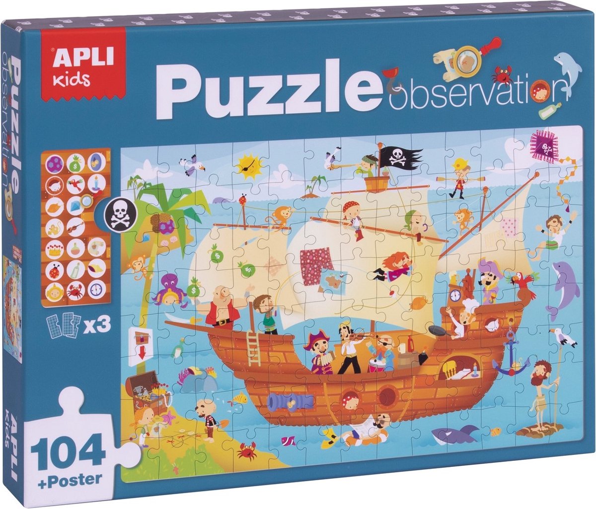 Apli | piratenschip observeer puzzel 104 stuks