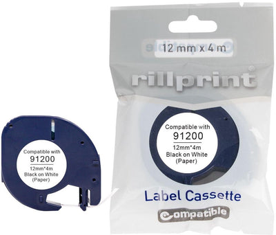 Marca privada Rillstab | etiqueta de letra | papel | cinta | 12 mm | negro - blanco | 91200