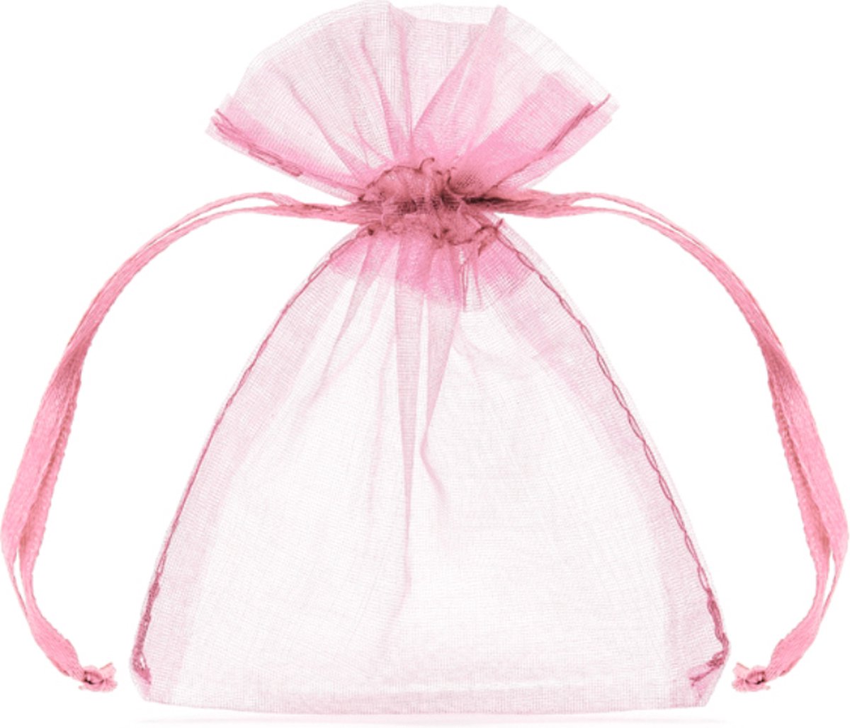 Sacchetti in organza per decorazioni per feste rosa (10 pz)