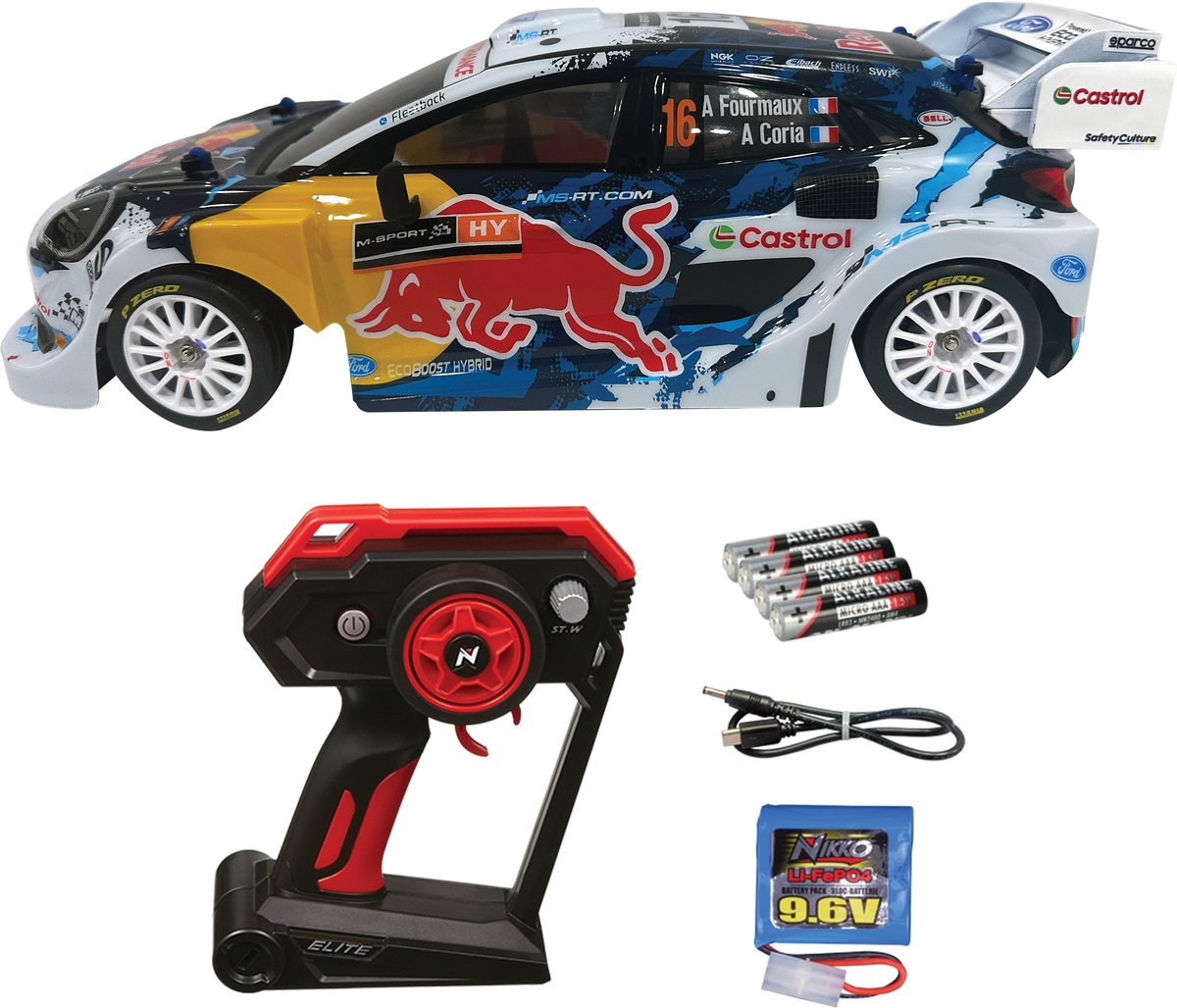 Nikko - auto Ford WRC Elite - Red Bull - scala 1 14 - auto telecomandata
