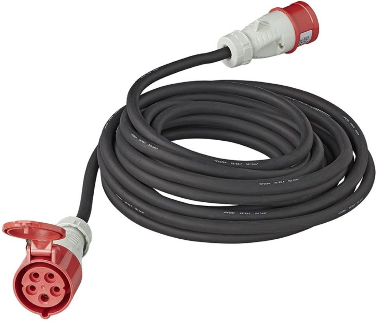 Cavo di prolunga Proplus - cee - 20 metri - 400 V - 5 pin - ip44 - Resistente ai raggi UV - Cavo di prolunga - Cavo di collegamento - Interno ed esterno - Nero
