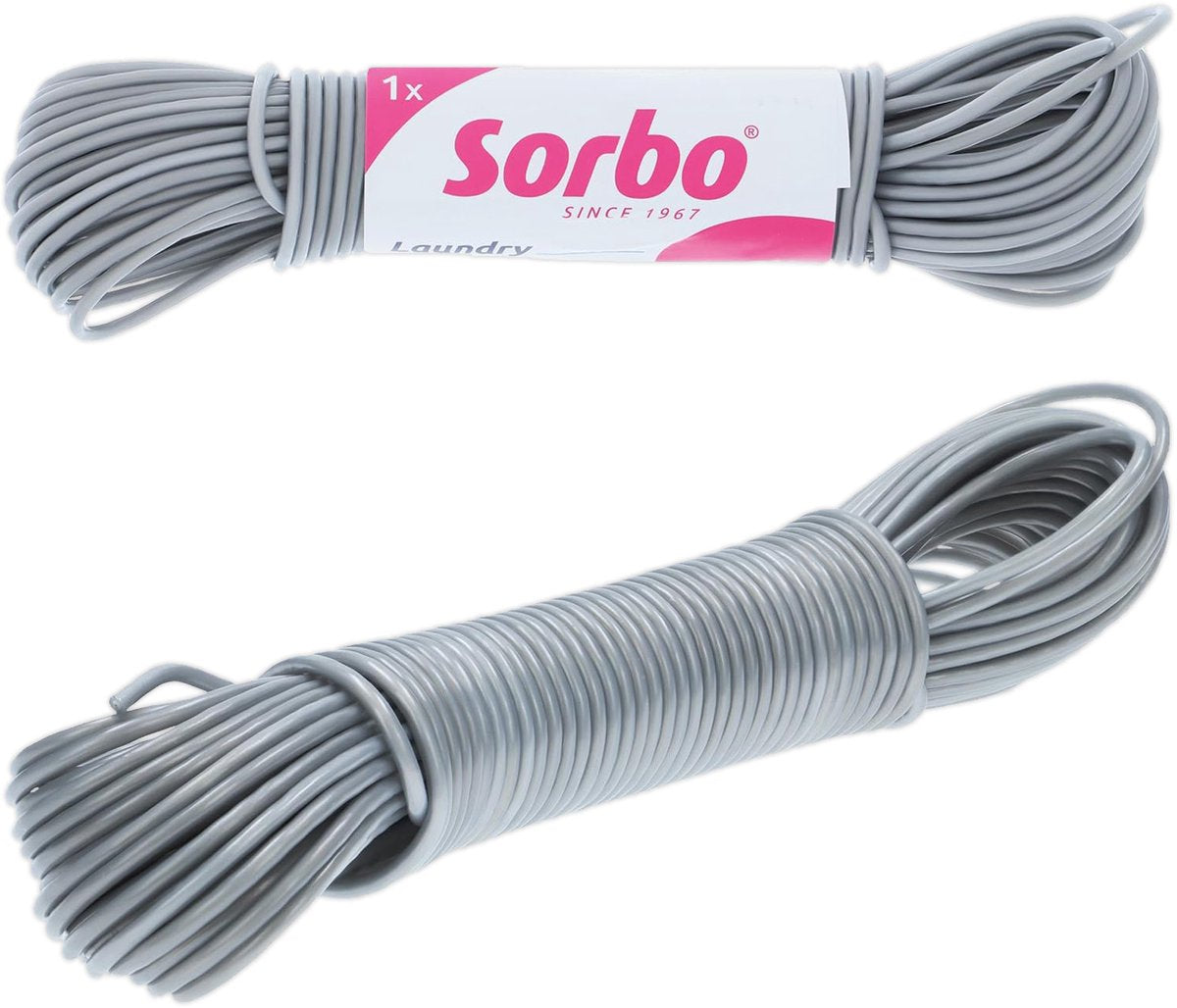 Filo stendibiancheria Sorbo con anima in acciaio - stendibiancheria 20 metri - plastica - extra resistente per interni ed esterni