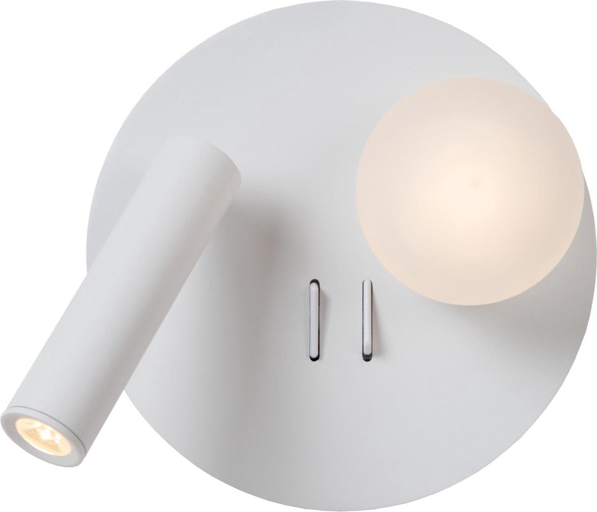 Lucide matiz - bedside lamp wall lamp - ø 16.5 cm - LED - 3000k - with USB charging point - white