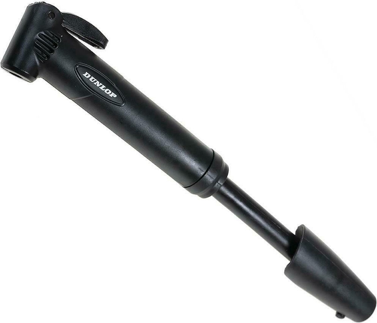 Dunlop mini fietspomp - compacte handpomp fiets - draagbare fietspomp met adapter - lichtgewicht fiets pomp voor onderweg - zwart
