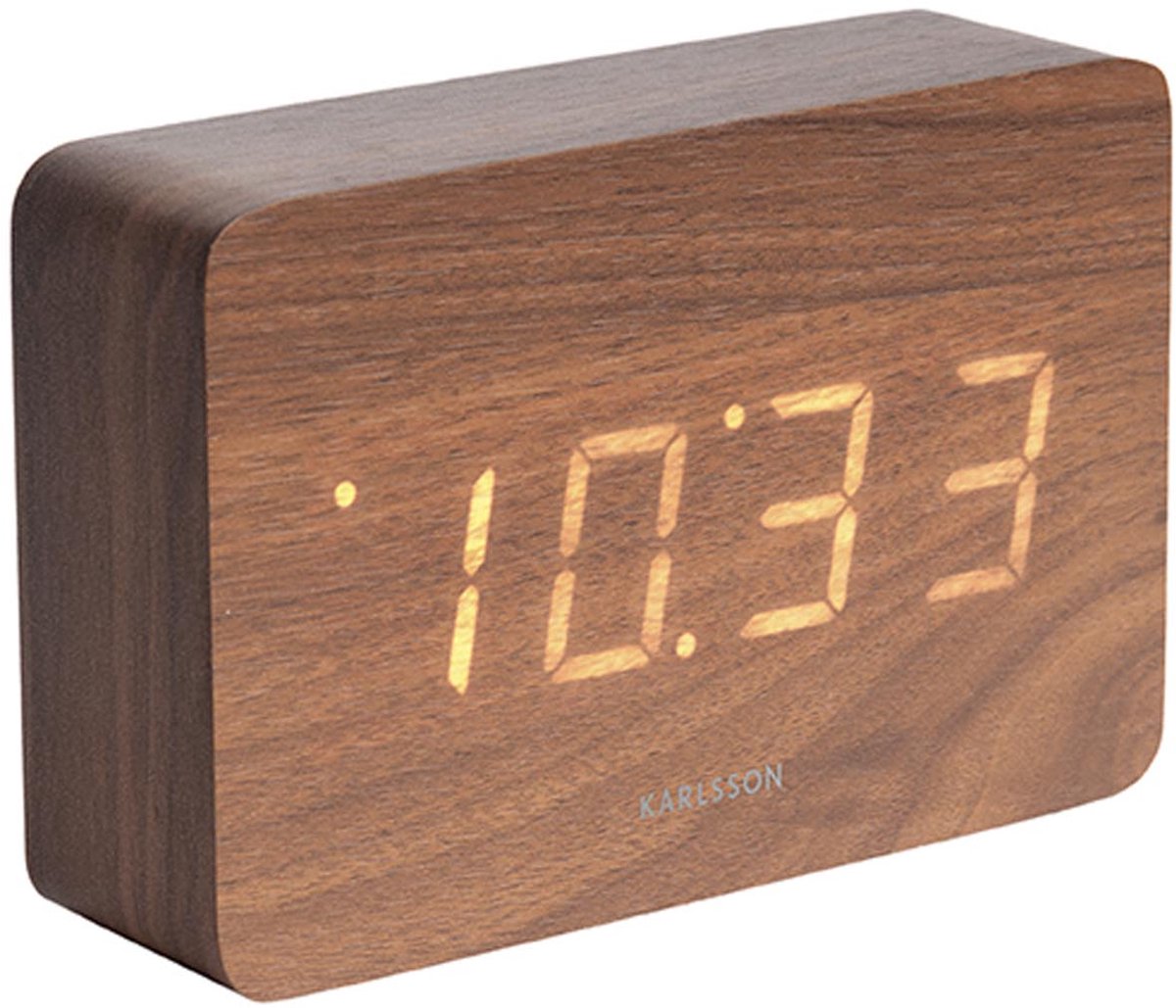 Sveglia Karlsson quadrata - impiallacciatura in legno scuro - 15x4,8x10 cm - scandinava - sveglia per camera da letto - sveglie