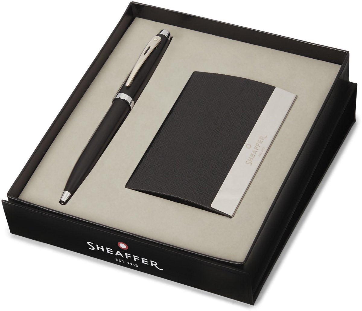 Set de regalo de bolígrafo Sheaffer - 100 g9317 - niquelado negro mate - con tarjetero - sf-g2931751-3