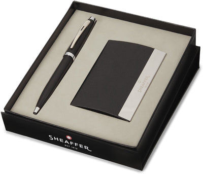 Set de regalo de bolígrafo Sheaffer - 100 g9317 - niquelado negro mate - con tarjetero - sf-g2931751-3