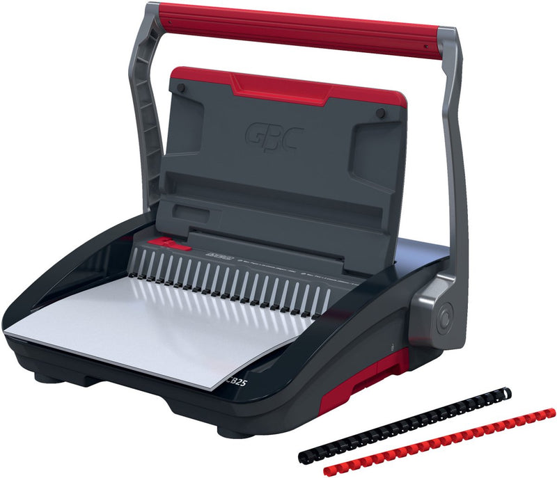 Gbc combbind® cb25 handmatige inbindmachine - plastic bindruggen - 450 vel - zwart rood