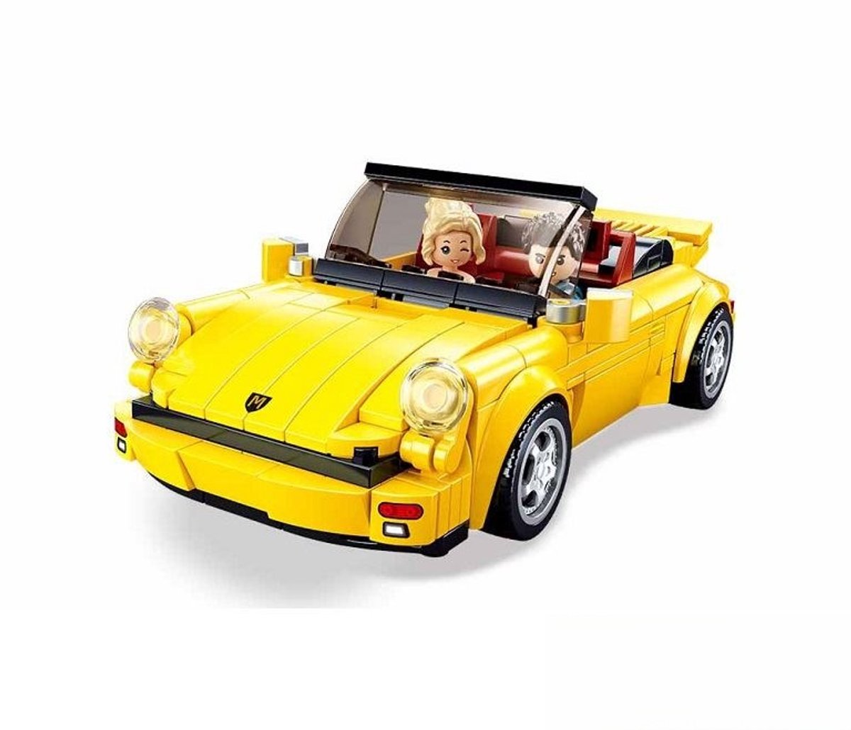 Sluban modelbricks duitse gele sportwagen bouwspeelgoed kinderen vanaf 8 jaar – constructiespeelgoed modelbouw raceauto – bouwdoos met 290 bouwstenen en 2 minifiguren – m38-b1097