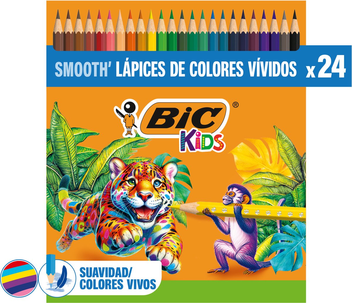Matite colorate Bic kids per disegnare, colorare e per la scuola - bambini - colori diversi - matita - 24 pezzi