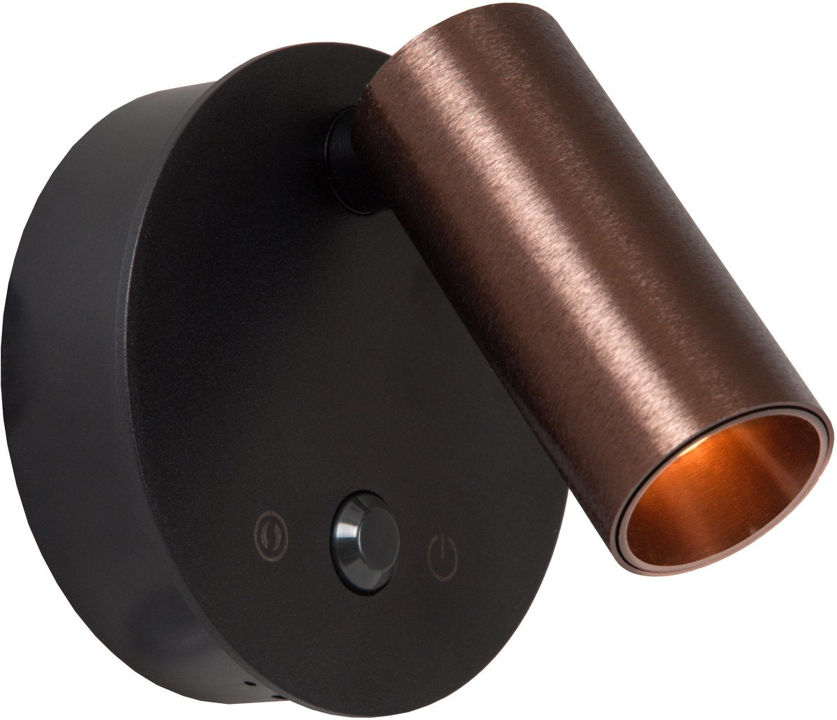 Lucide toni - lámpara de pared con foco de pared recargable - batería - ø 8,1 cm - LED regulable - CCT - 1x2W 2700K 4000K - sensor de movimiento (conmutable) - magnético - café