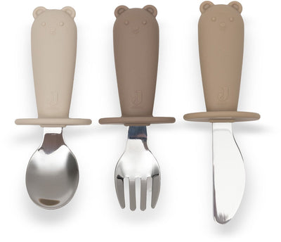 Set posate per bambini Jollein - posate per bambini in silicone - tonalità naturali