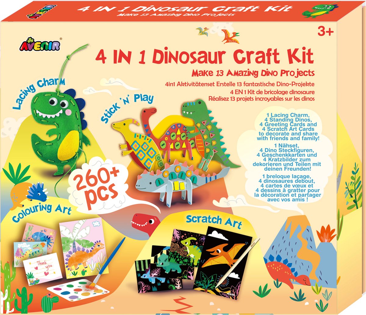 Kit de actividades Avenir - set de dinosaurios - 4 en 1 - 3 años
