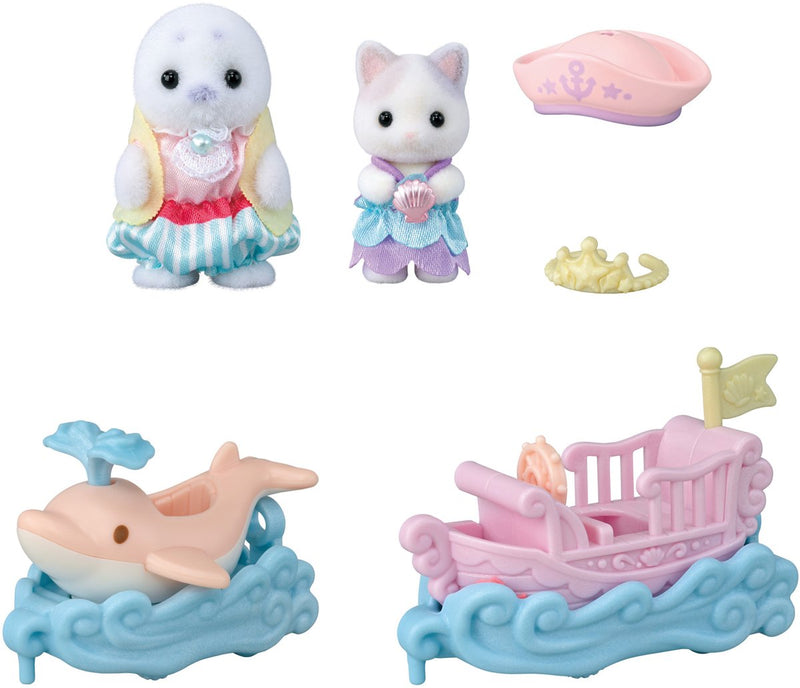 Sylvanian Families 5820 Juego de parque de atracciones - Deslizándose sobre las olas - Incluye 2 figuras de juego suaves y aterciopeladas