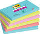 Notas post-it supersticky 127x76mm surtido pack 6 piezas 90 hojas