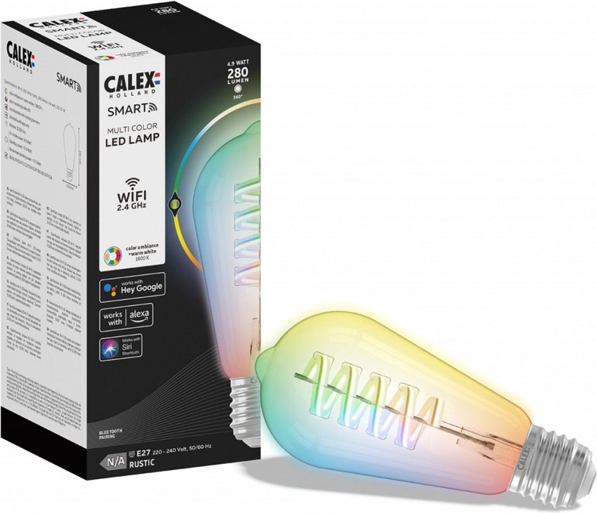 Calex slimme lamp - wifi led filament verlichting - e27 - smart bulb helder - rustiek - rgb en warm wit licht