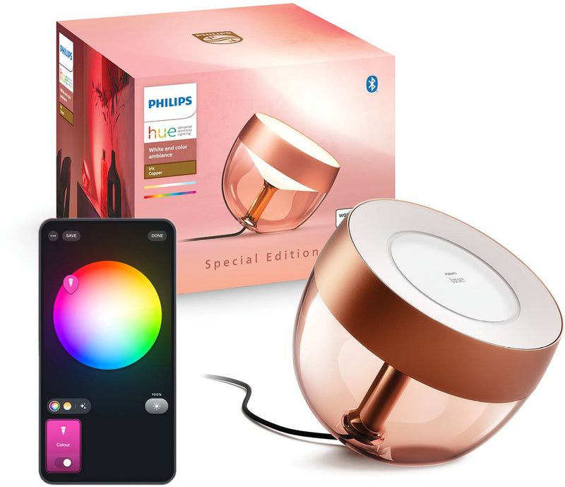 Lampada da tavolo Philips hue iris - luce bianca e colorata - rame