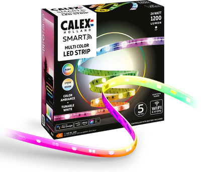 Calex smart LED strip - 5m, smart light strip, rgbic+cct, app controllable, indoor use, 24w