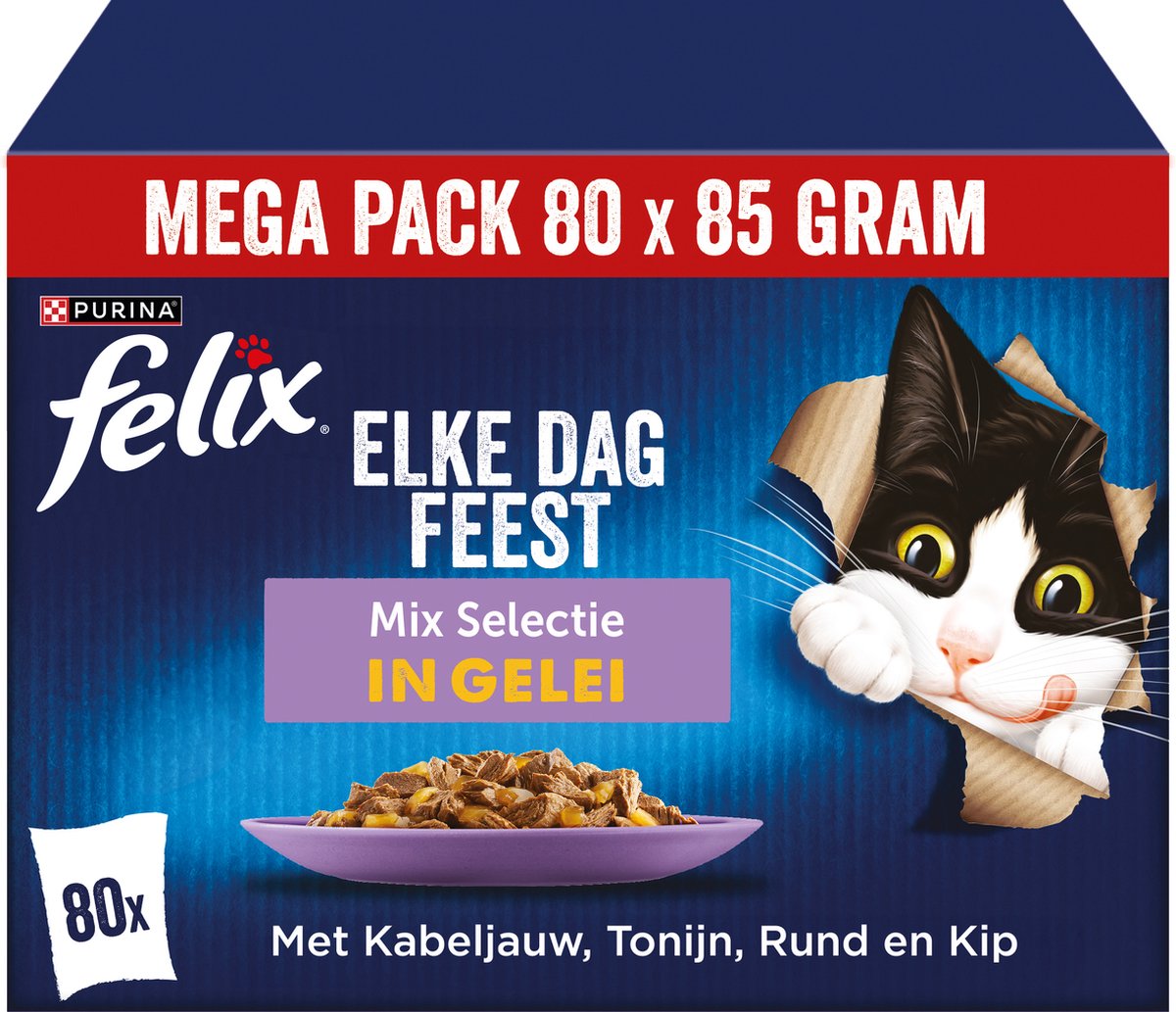 Felix Pouch Feast every day in jelly tuna cod cow chicken