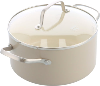 Pentola per induzione in ceramica Greenchef Nordics con coperchio 20 cm 3,1 l - senza pfas - padella a induzione - lavabile in lavastoviglie - adatta al forno fino a 160°C - rivestimento antiaderente in ceramica - panna