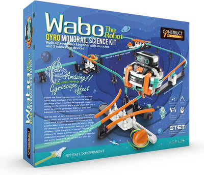 Costruisci e crea costruisci crea wabo-bjorn il robot - set esperimenti - monorotaia giroscopica - 9,3x9,3x8,7 cm - kit di costruzione fai da te - giocattolo vocale - 93484
