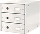 Cómoda Leitz wow click store con 3 cajones - 81% cartón reciclado - para formatos A4 - almacenamiento que ahorra espacio - blanco