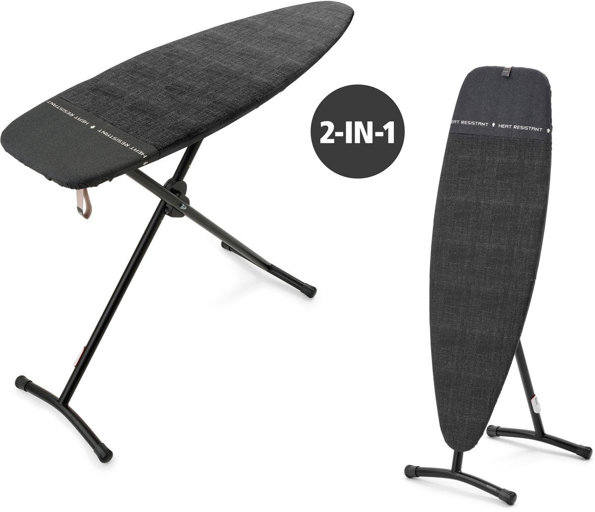 Asse da stiro e asse a vapore Brabantia d - 2 in 1 - adatto per stirare e cuocere a vapore - 135x45 cm - denim black
