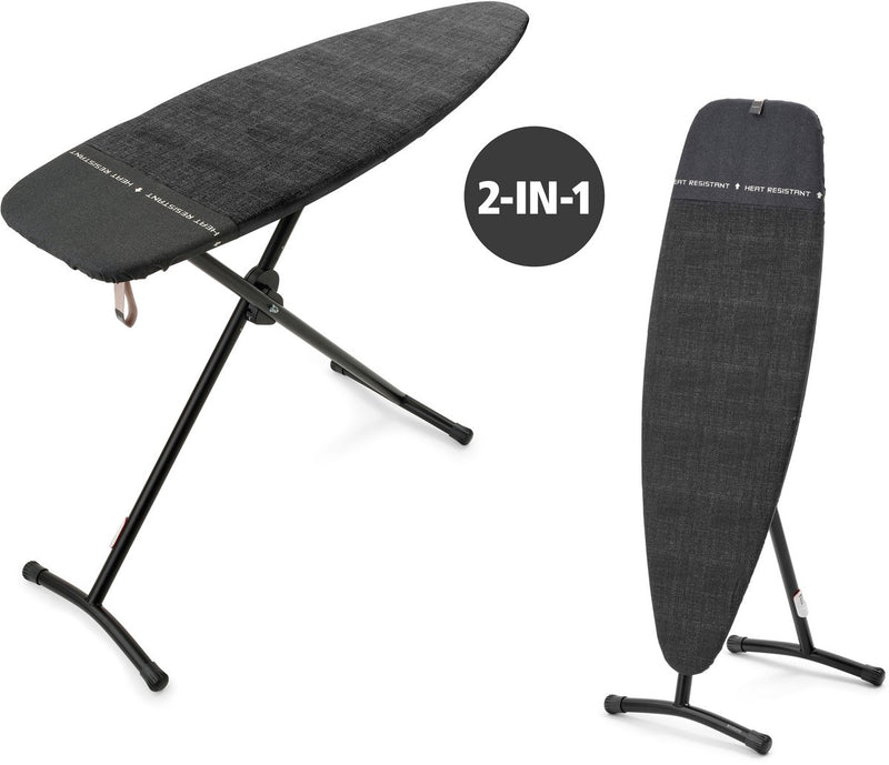 Asse da stiro e asse a vapore Brabantia d - 2 in 1 - adatto per stirare e cuocere a vapore - 135x45 cm - denim black