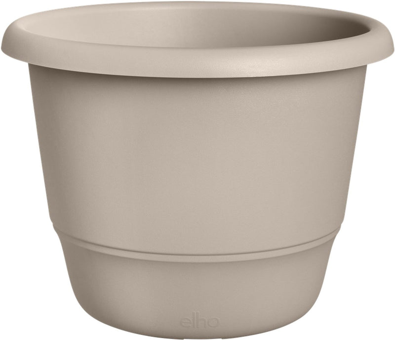 Elho amiga round 47 - macetero para interior exterior - plástico 100% reciclado - ø 47,0 x h 35,3 cm - beige hongo