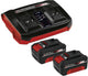 Starter kit Einhell 18 v 4.0 ah power x-change - 2 batterie da 4.0 ah e caricabatterie duo - universale per tutte le macchine power x-change