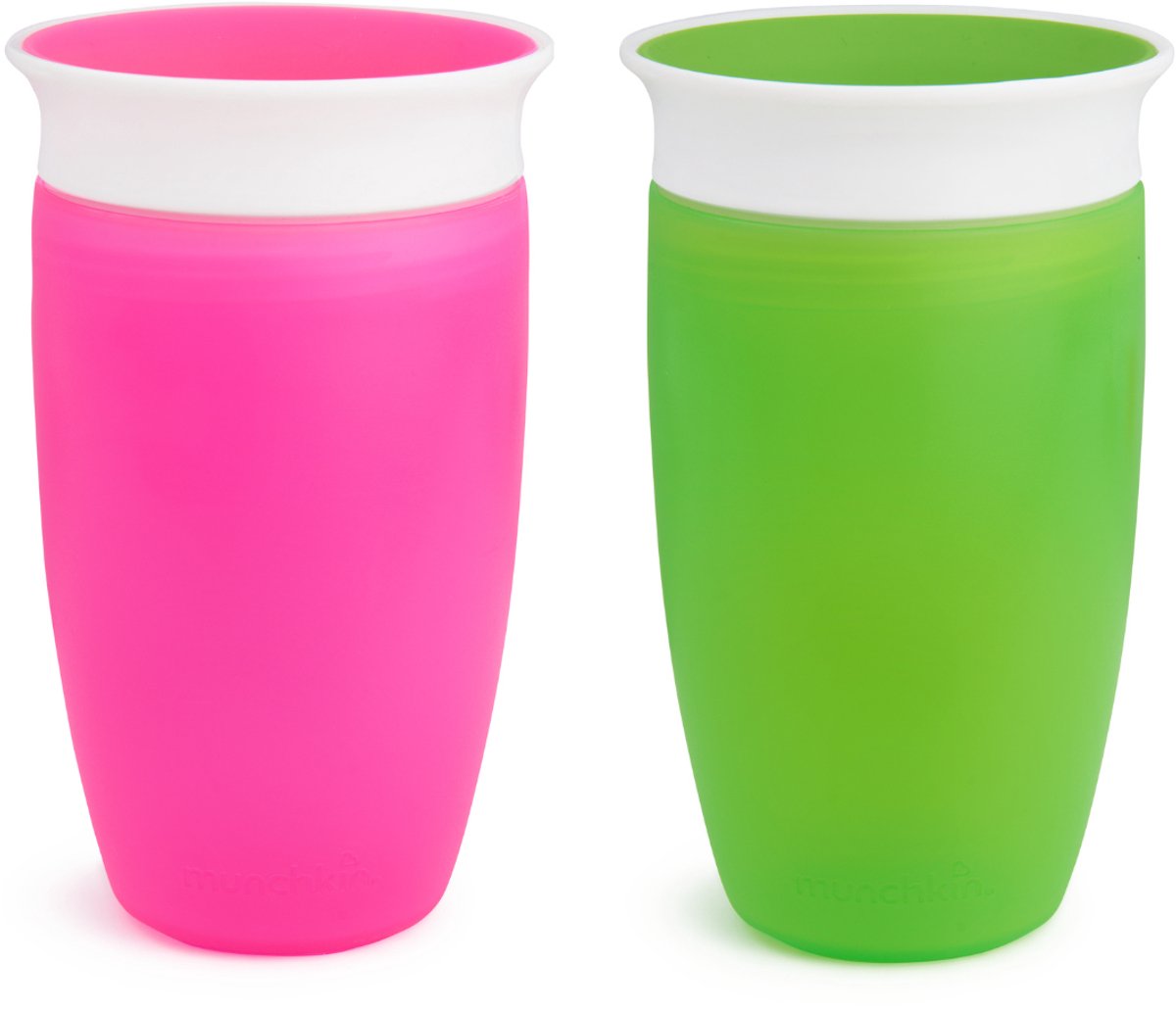 Munchkin 2 pezzi di bicchieri miracolosi anti-perdite a 360° - bicchieri con beccuccio - bicchieri pratici per neonati e bambini - 296 ml - 2 pezzi - rosa verde