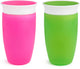 Munchkin 2 pezzi di bicchieri miracolosi anti-perdite a 360° - bicchieri con beccuccio - bicchieri pratici per neonati e bambini - 296 ml - 2 pezzi - rosa verde