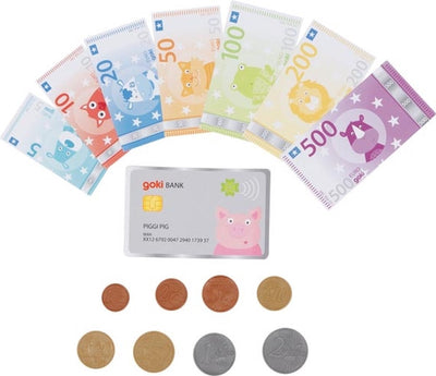 Goki gioca animali di denaro con carta di credito e monete, 117dlg.