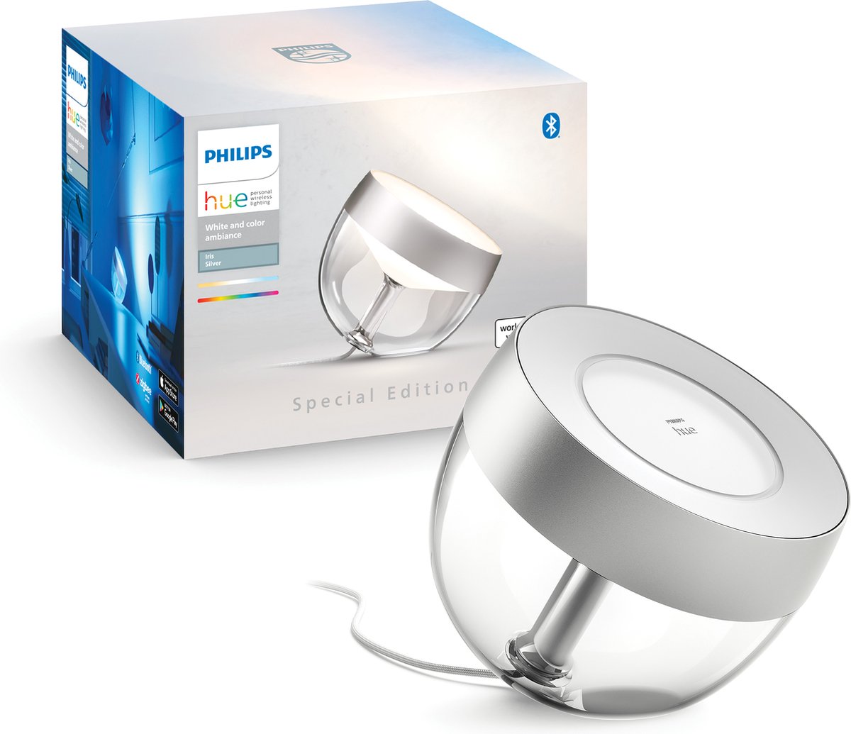 Lampada da tavolo Philips hue iris - luce bianca e colorata - argento