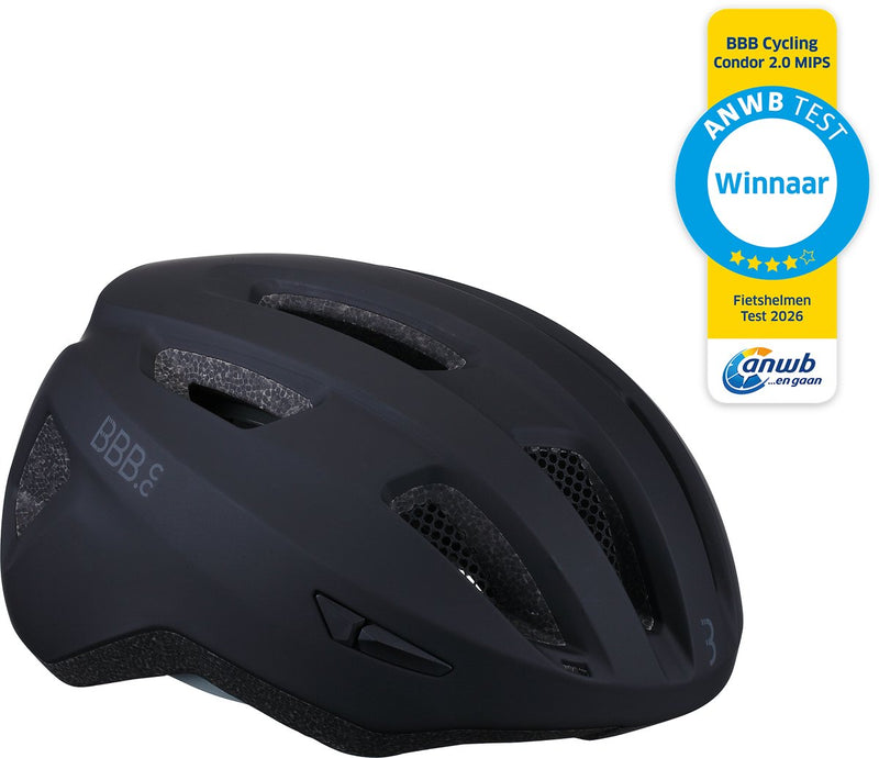 Casco da bicicletta Bbb Cycling Condor 2.0 mips - per bici da corsa, mountain bike ed ebike - vincitore del test del casco da bicicletta ANWB 2026 - donna uomo - medio - nero opaco - bhe-174