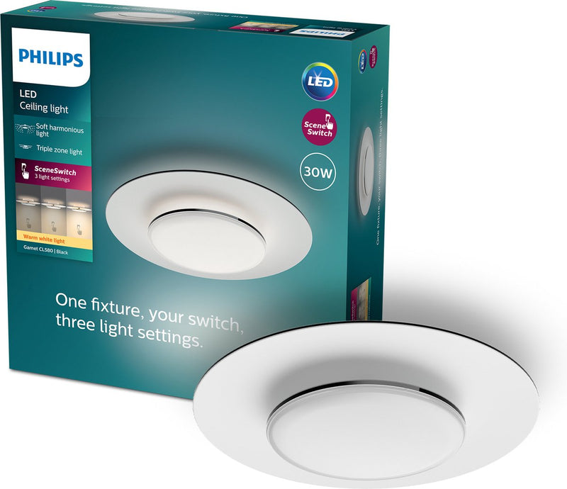 Lampada da soffitto Philips LED Philips Garnet Nera 27K 30W