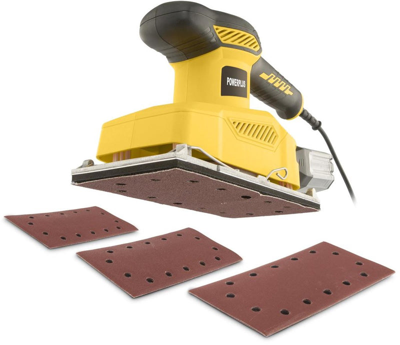 Lijadora orbital eléctrica powerplus powx04410 - 350w - papel de lija 230 x 115 mm - 24000min-1 - con 6 acc.