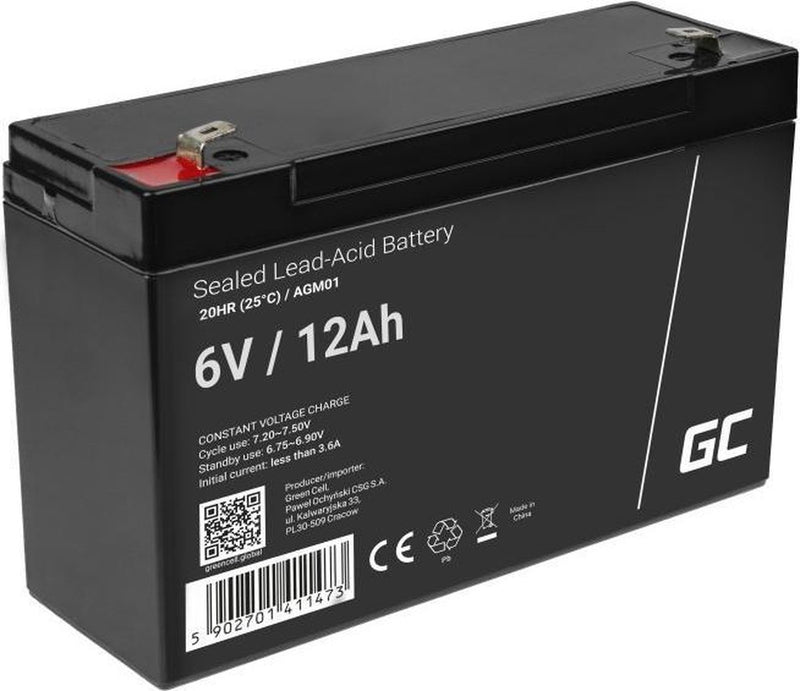Batería vrla agm verde de 6v 12ah (4,6 mm) 12000mah