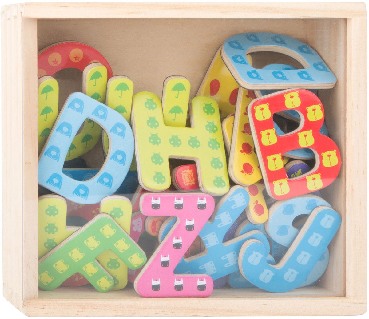 Piccole piede - lettere magnetiche in legno colore, 37dlg.