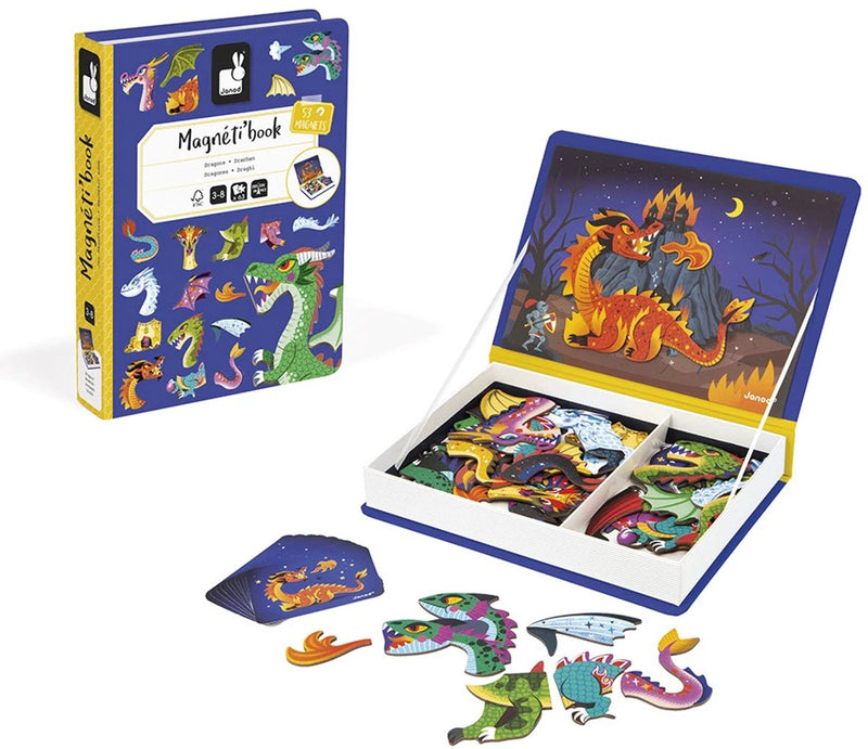 Janod - magnetibook - draghi - set da gioco con libro magnetico