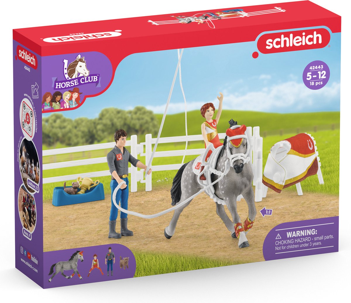 Schleich horse club speelfigurenset - mia's springset - kinderspeelgoed voor jongens en meisjes - 5 tot 12 jaar - 18 onderdelen - 42443