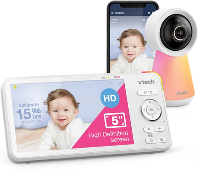 Baby monitor video intelligente Vtech RM5756HD con fotocamera - schermo da 5 pollici - Wi-Fi - 1080p full HD - app per smartphone